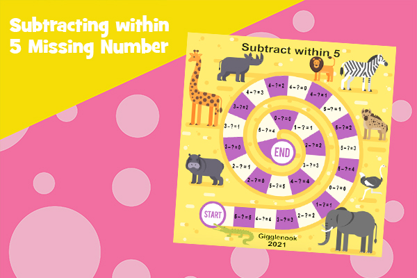 Subtract within 5 Spring Powerpoint Game
