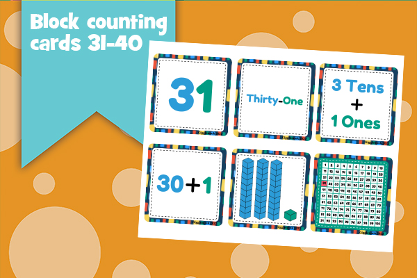 Block counting cards 31-40