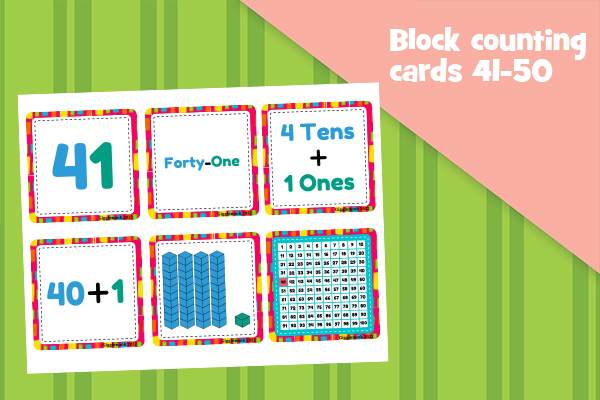 Block counting cards 41-50