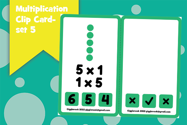 Multiplication Clip Cards-Set 5