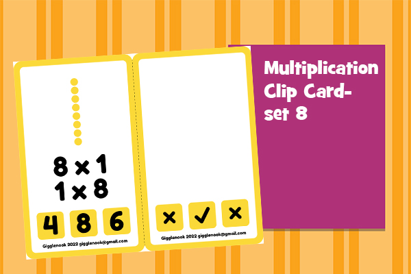 Multiplication Clip Cards-Set 8
