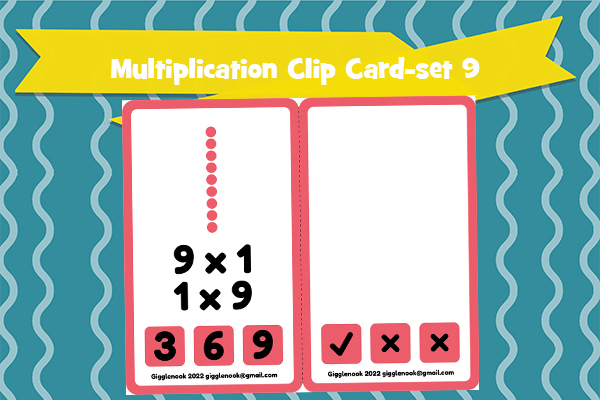 Multiplication Clip Cards-Set 9