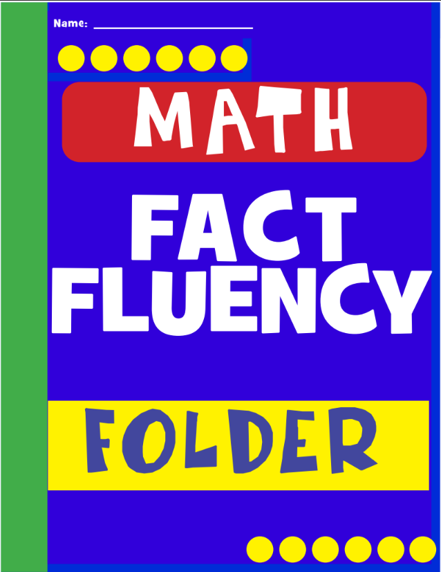 Student Fact Fluency Folder Cover