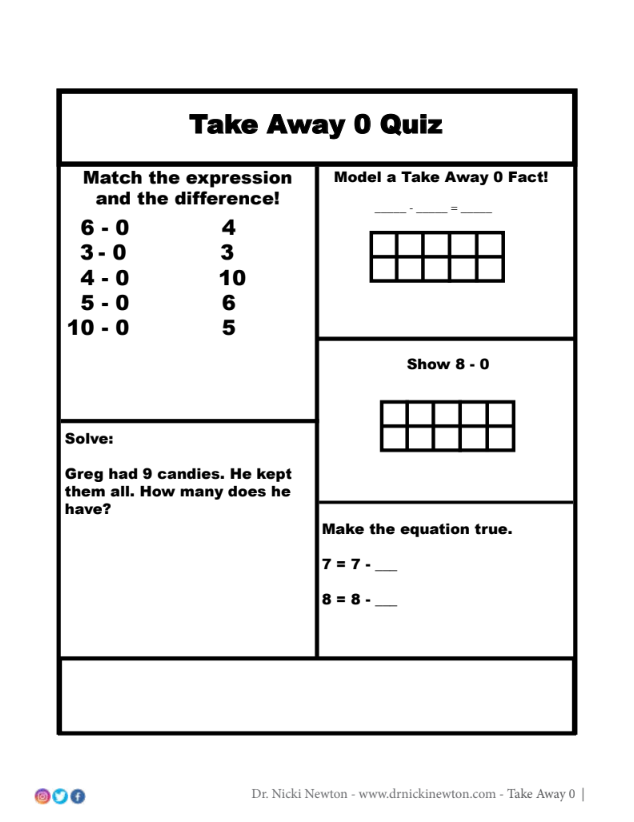Subtraction Quick Quizzes